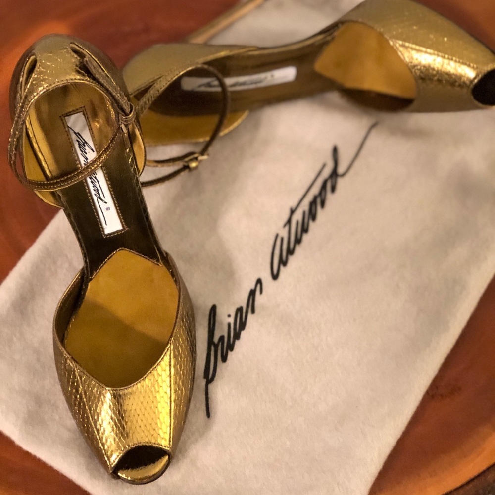 Brian Atwood | Oriana Peep-Toe Heels | Gold